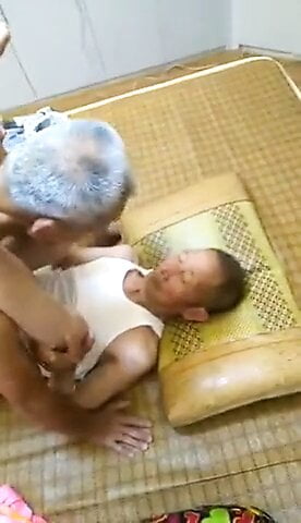 Chinese grandpa gives a good fuck to another grandpa